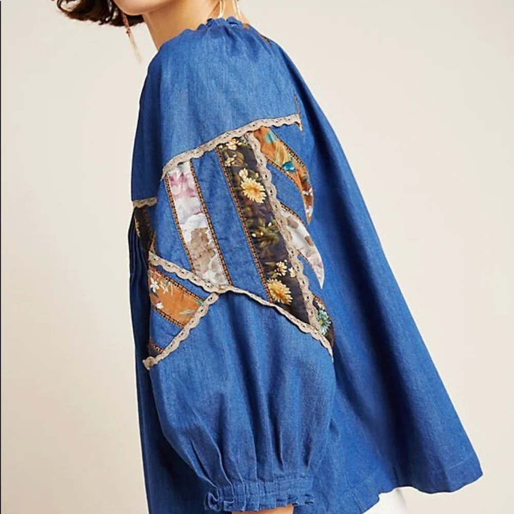 Anthropologie Ulla Patchwork Denim Blouse - Picture 8 of 9